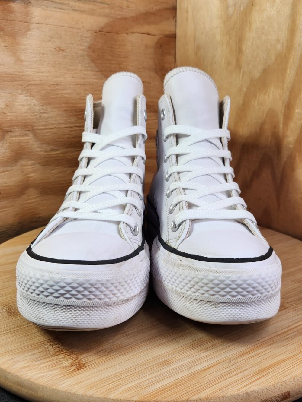 Converse Chuck Taylor All Star Womens White Leather Lift Platform Shoes Size 8 - Picture 2 of 12